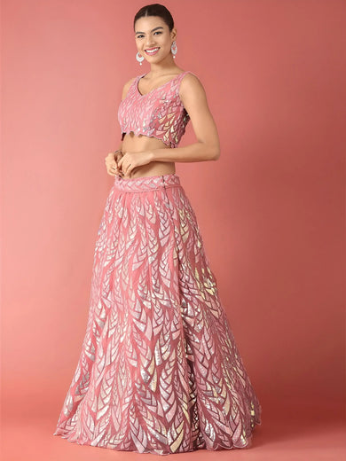 Fantastic Pink Sequins Net Reception Wear Lehenga Choli With Dupatta